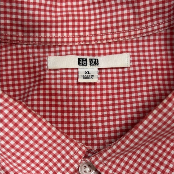 UNIGLO Button Down Red Shirt Men’s XL Plaid Gingham Checks Long Sleeve - Picture 12 of 12